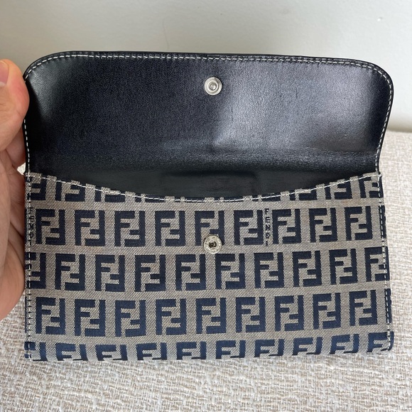 Fendi Zucca Monogram Dark Blue Clutch Wallet - Picture 9 of 12